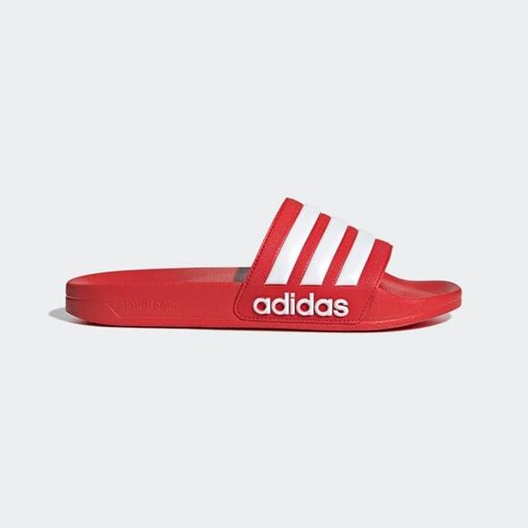 NWT adidas Adilette Shower Slide Unisex Vivid Red/White Sandals Size 14 Women - Picture 4 of 6